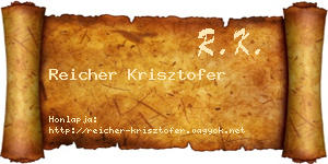 Reicher Krisztofer névjegykártya